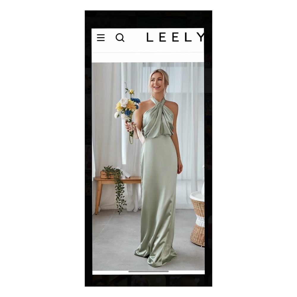 Leely Sage Green Halter Maxi Dress